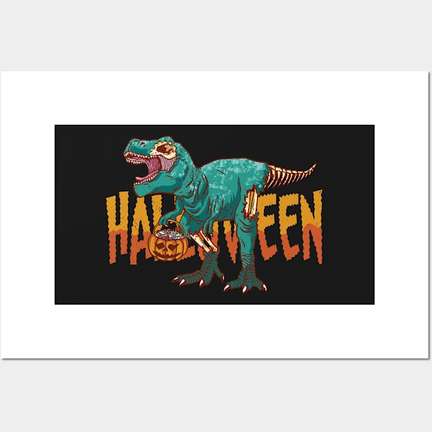 Zombie Trex, halloween shirt, dino trex, trex, trex dino, trick or treat, trex costume Wall Art by Shadowbyte91